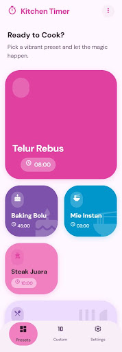 Kitchen Timer preset screen